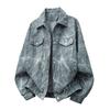 Large Size Denim Jacket Men's Loose Plus Fat Plus Larger Tie-dye Camouflage Jacket Autumn and Winter New Top