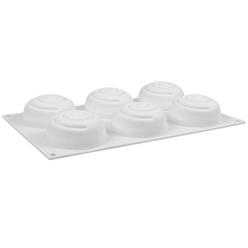 Soap Mould Round Whirlpool Silicone Rubber 6 Cavities Mousse Cake Baking Mold