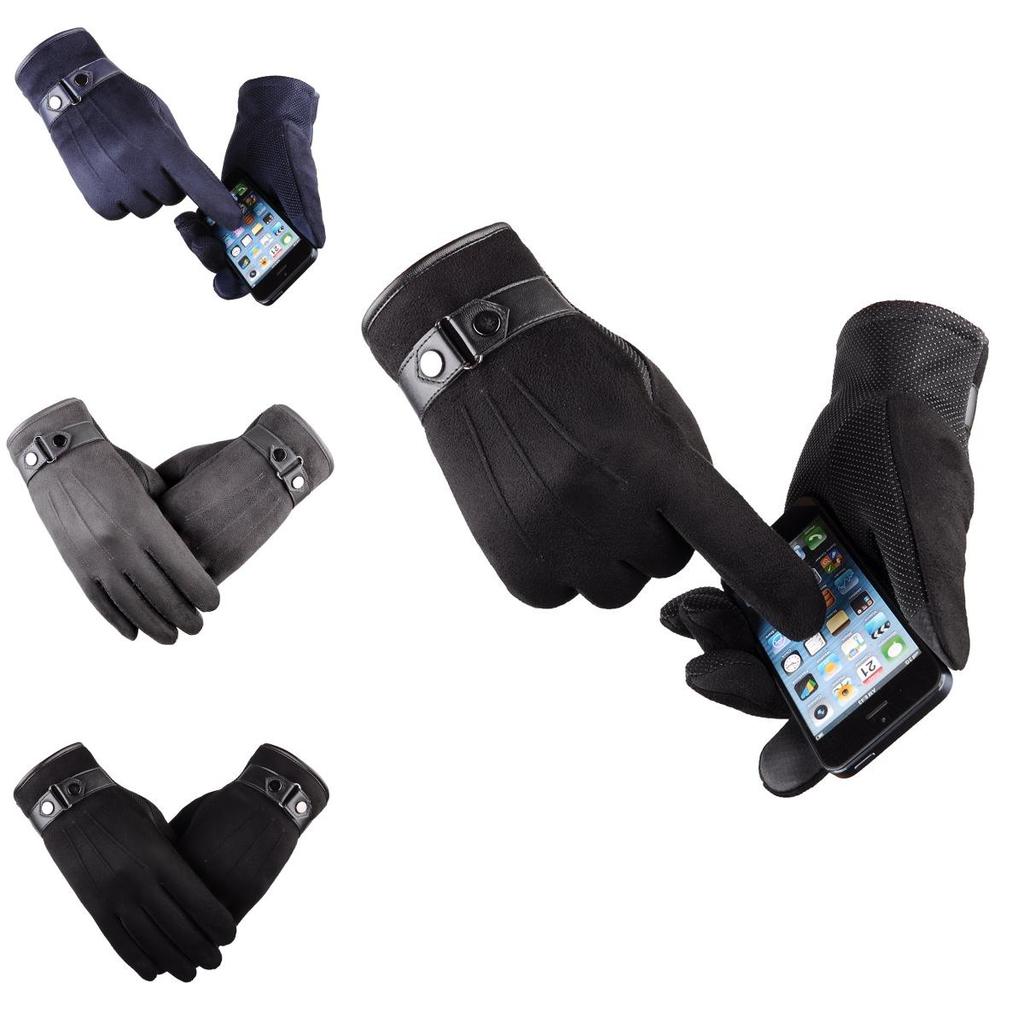 Herren Winter Warme Wildleder PU-Leder Fleecegefüttert Touchscreen Fahrhandschuhe Perfekt für Outdoor-Aktivitäten