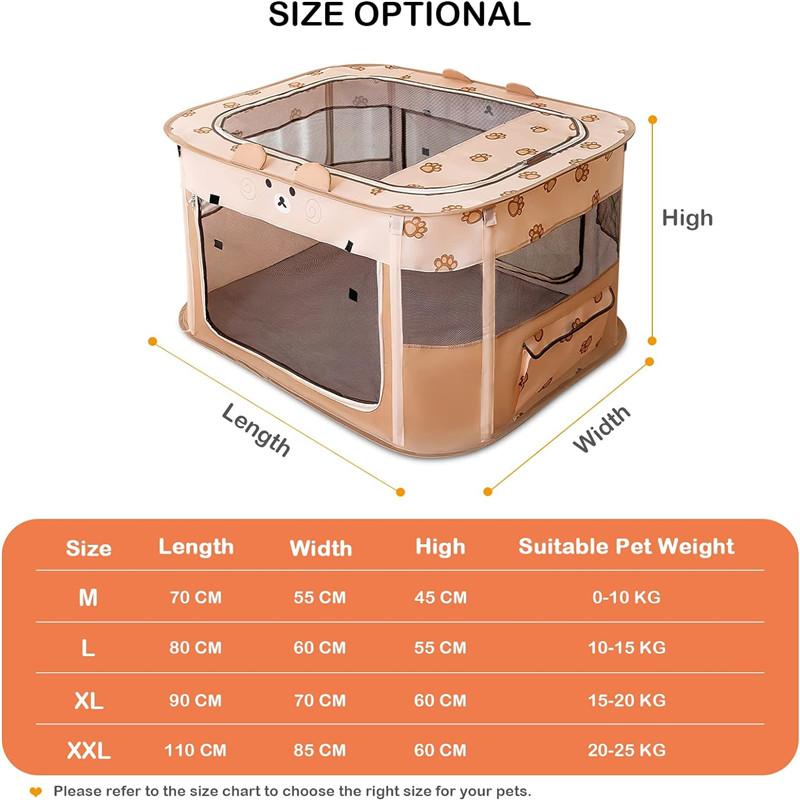 Foldable Pet Pen Dog Crate Portable Playpen for Dog Puppy Cats Top Removable Zipper Mesh Dog Cat Tent Kennel with Carrying Bag