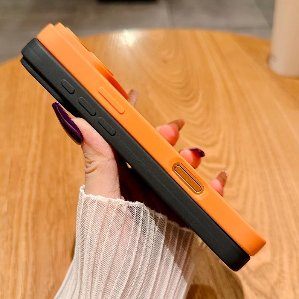 Original Orange Liquid Silicone Phone Case For iPhone 17 Pro Max 16 17 Pro Pro Max 17 Air 16E Shockproof Cover