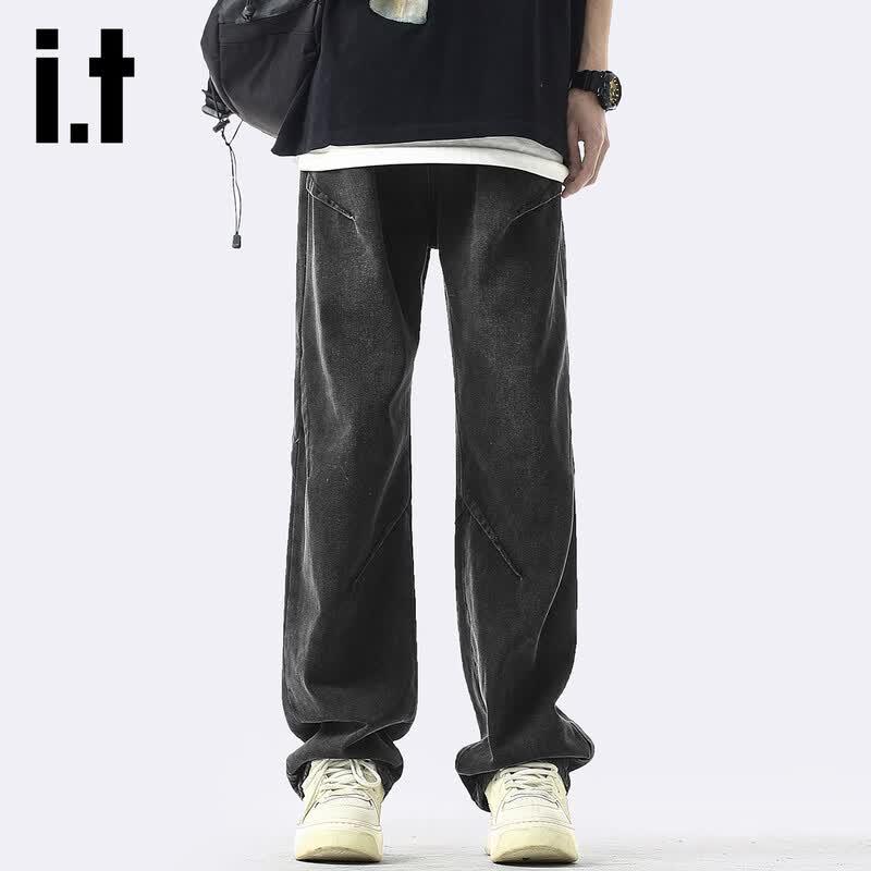 Izzueit Men s Loose Straight-Leg Jeans M чёрный