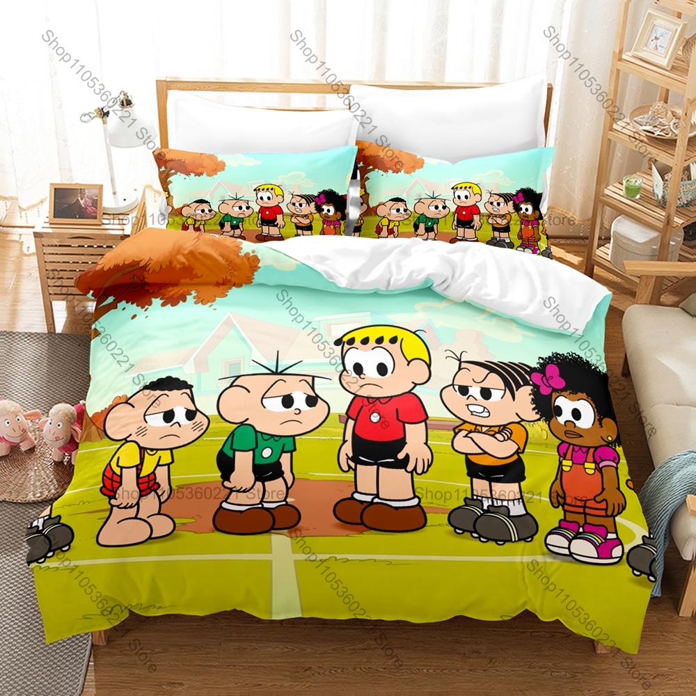 Iconic Brazilian National Cartoon Turma da Mônica Full Printed 3PCS Bedding Duvet Cover + 2 Pillowcases Kawaii Home Decoration