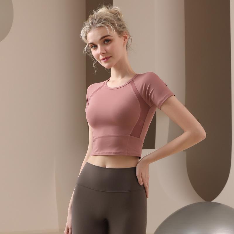 Women's Breathable Mesh Short-Sleeve Yoga & Running T-Shirt