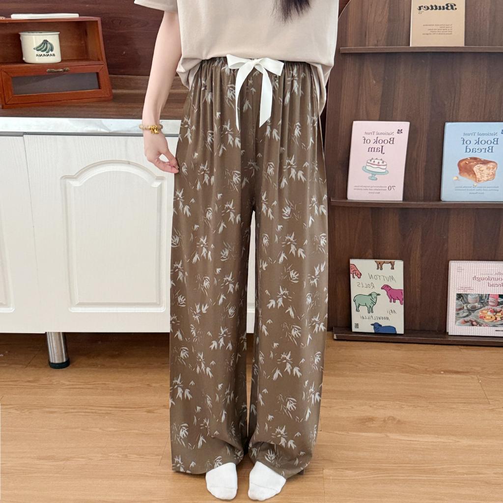 Lyersay Cotton and Silk Wide-leg Pants, Pajama Pants, Walking Pants, Loose and Casual, Can Be Worn Outside, Large Size 10 Women's Thin Trousers
