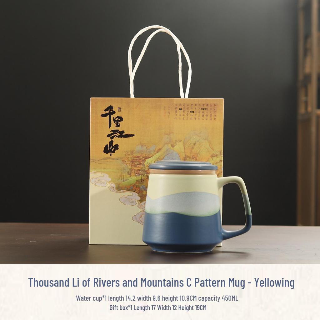 High-Value Ceramic Mug with Tea and Water Separation, Lid, and Filter - Perfect Souvenir or Gift for Annual Meetings