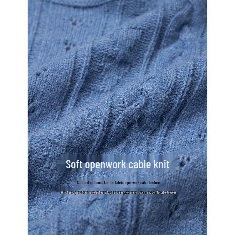 INMAN Women's Relaxed Openwork Cable Knit Sweater