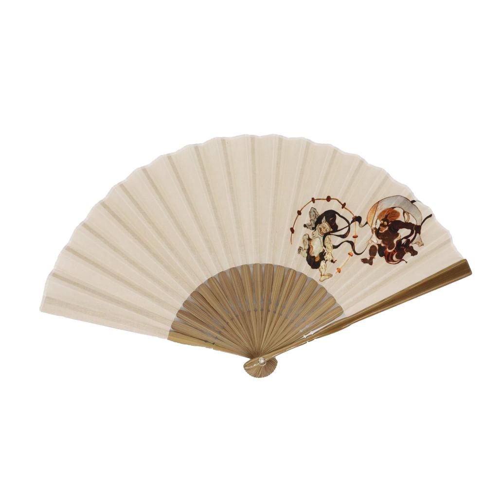 Onishi Ken Seihan Ripple Wind God and Thunder God Men's Fan, 23cm, S20-MN08, Design, Off-White