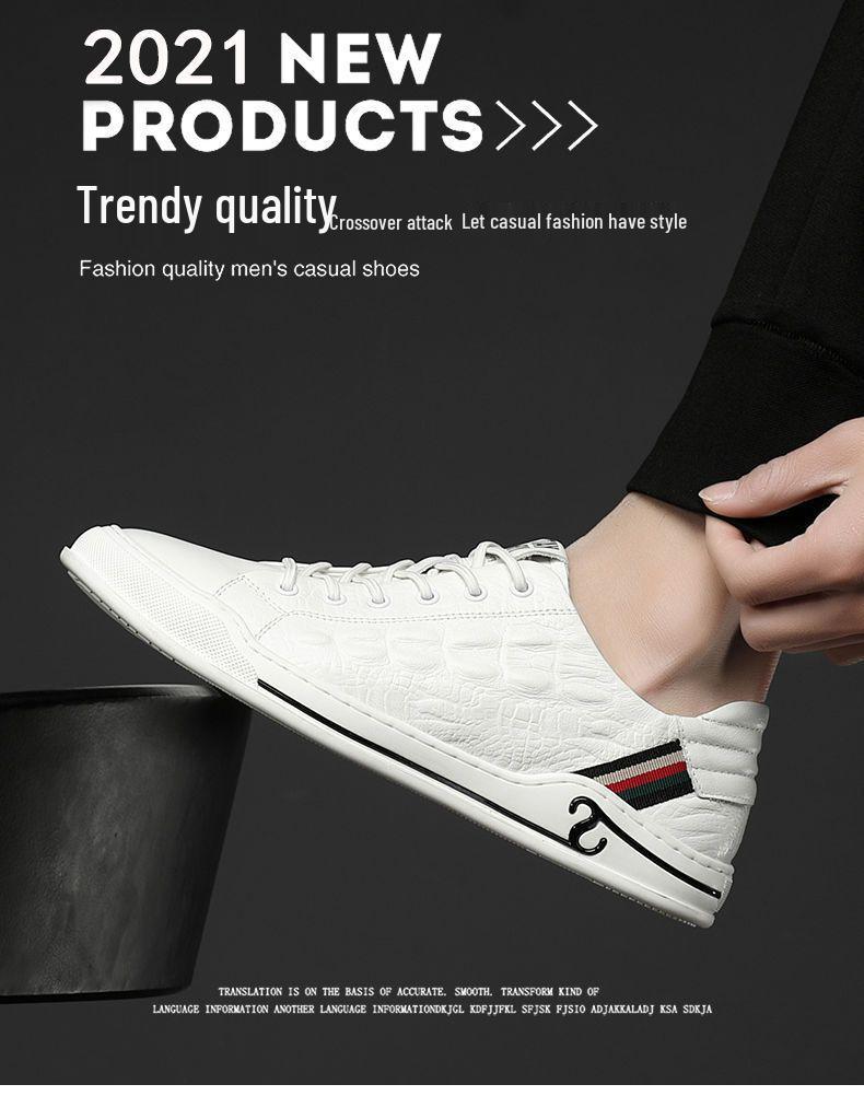 Cowhide Men's Sneakers 2025: New Soft Leather, Trendy Versatile White Shoes for Autumn/Winter Casual Wear
