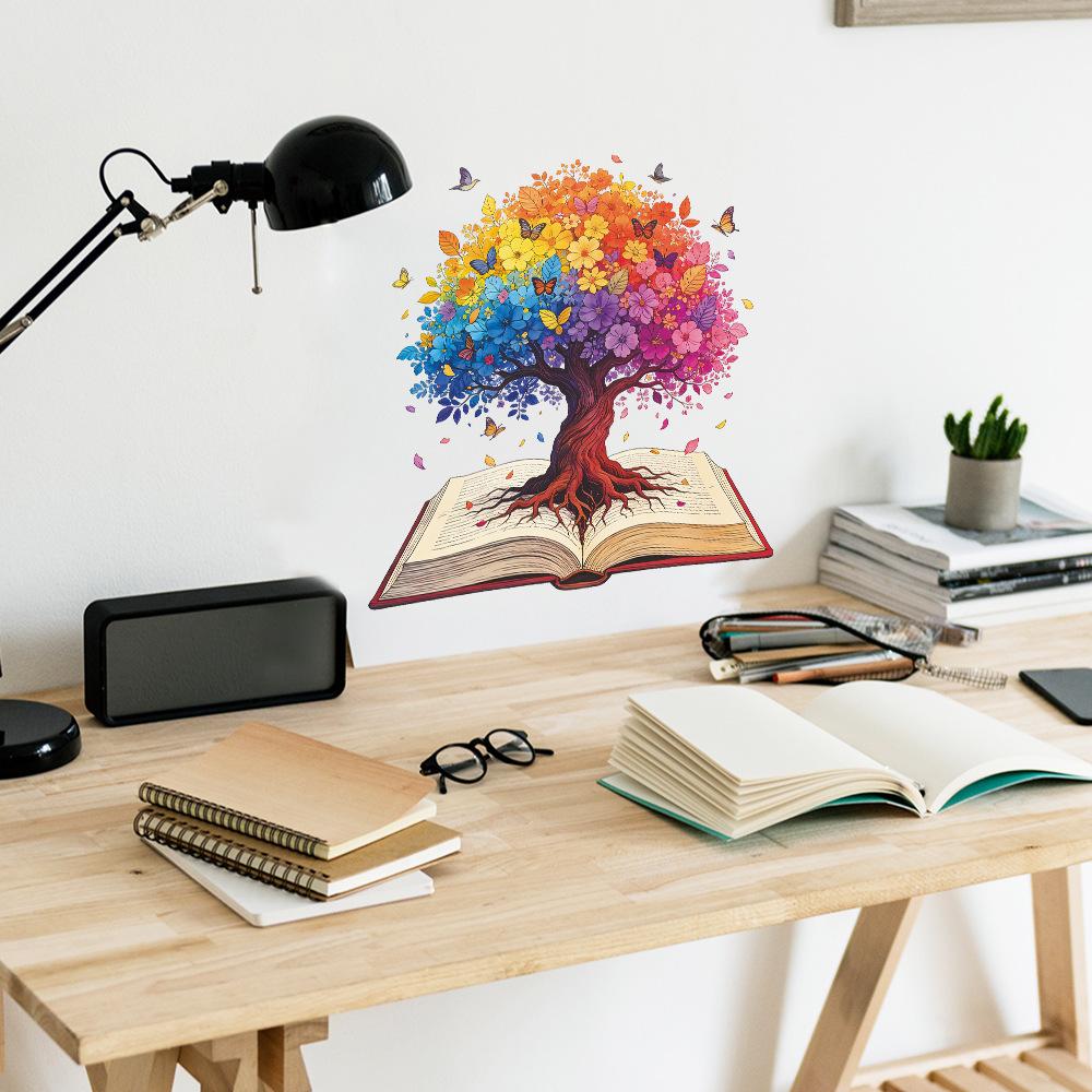 Creative Magic Book Wisdom Tree Children's Bedroom Study Room Home Wall Decoration Wall Stickers
