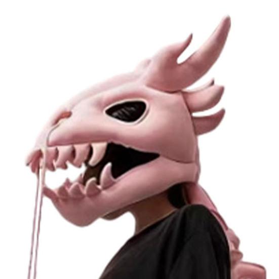 Chinese Loong Skeleton Headgear 3D Dragon Bone Head Costume Prop Halloween Cosplay Party Stage Performance Plush Head