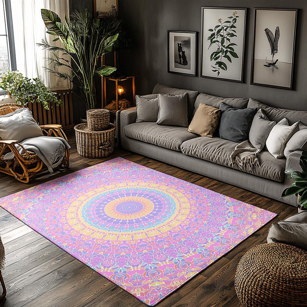 

Boho Rainbow Area Rug Non Slip Soft Carpet Washable Home Decor Living Room Floor Mat Persian Pattern Modern Design Indoor Outdoo 50x80cm