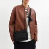 COACH Heritage 24 Zip closure brand print coated canvas shoulder crossbody bag medium men's charcoal and black