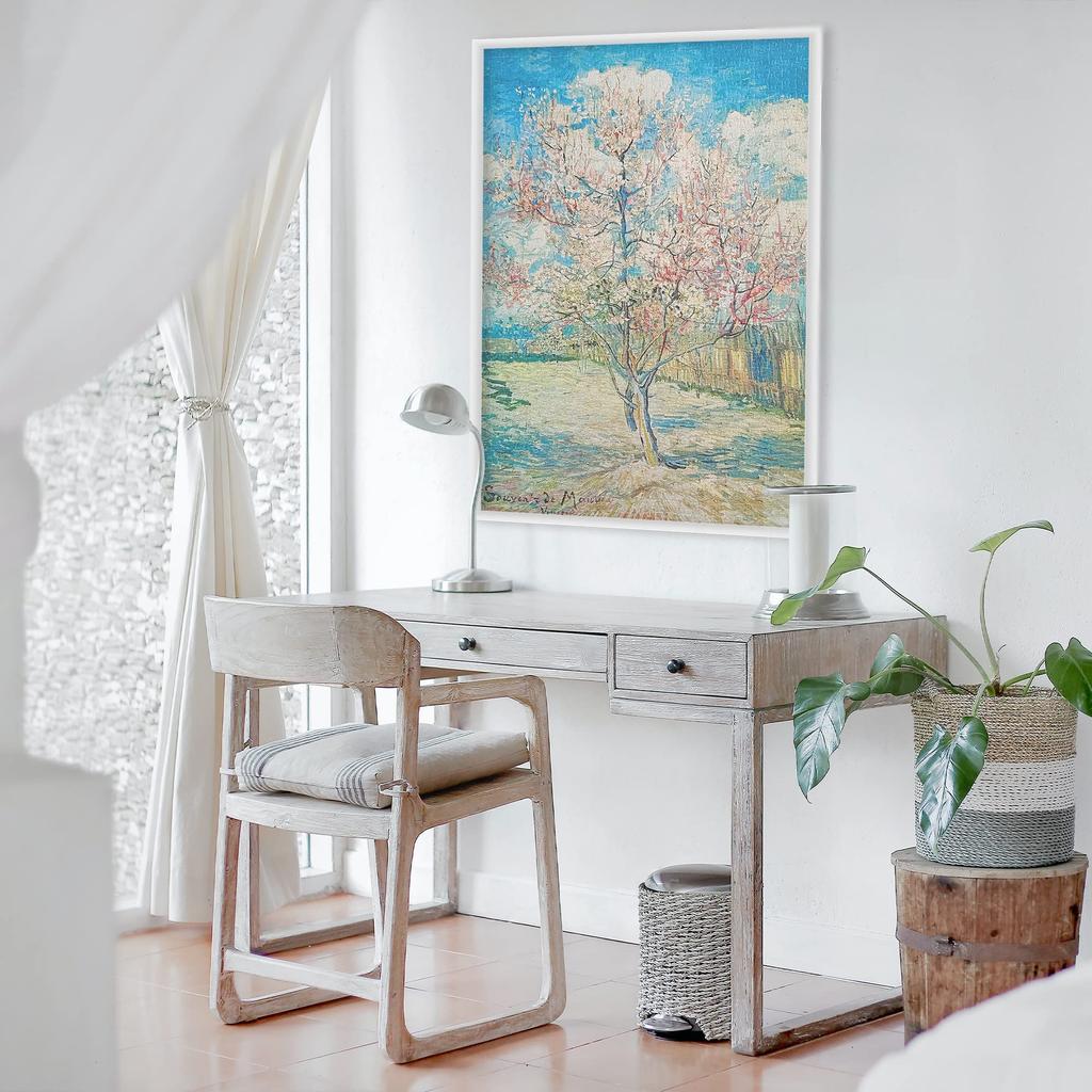 MISITU Jigsaw Puzzle 1000 Piece Puzzle Vincent Van Gogh Peach Landscape Art Painting Masterpiece Flower Tree Plant Present Birthday Christmas Stylish