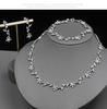Cross-Border Light Luxury Jewelry: Diamond Leaf Necklace, Earrings & Bracelet Set (4-Piece Bridal Accessories)