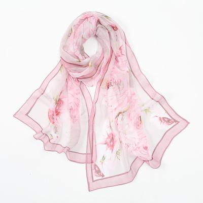 Elegant Design Chiffon Scarf Print Pattern Classic Style Shawl Wrap Lightweight Breathable Sun Protection Scarf