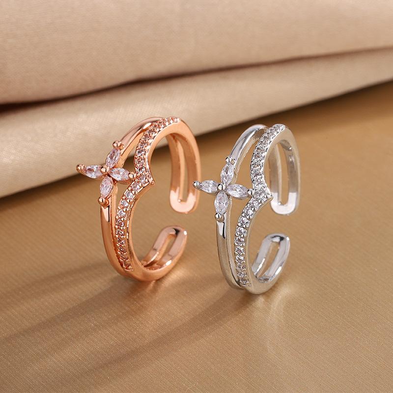 925 Silver Flower Zircon Wedding Rings For Women Couple Elegant Luxury Jewelry Wedding Argent 925 Jewellery