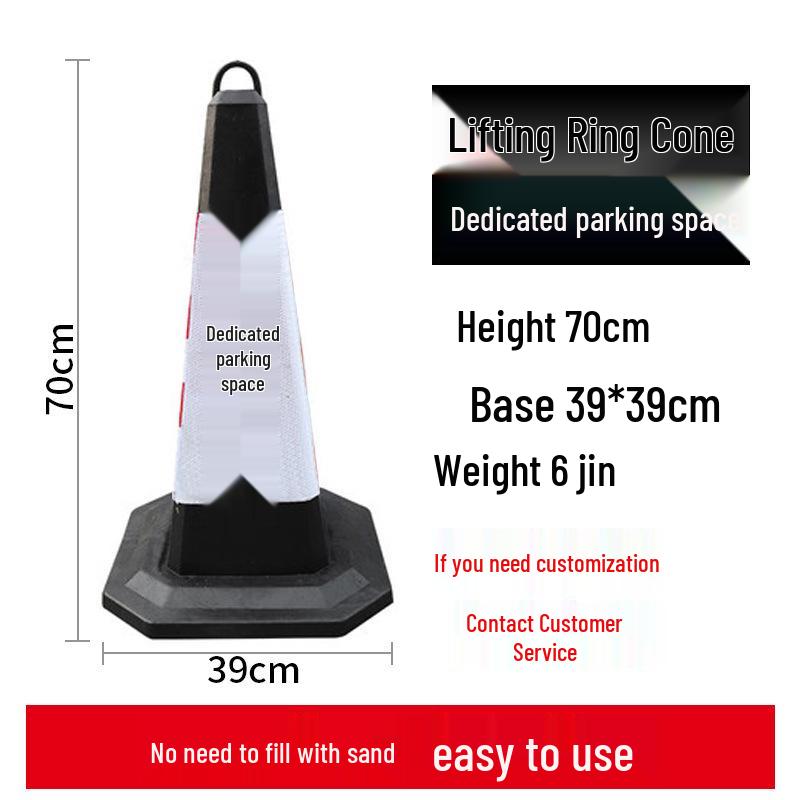 70cm Reflective Rubber and PVC Traffic Cone - No Parking Ice Cream Cone Design