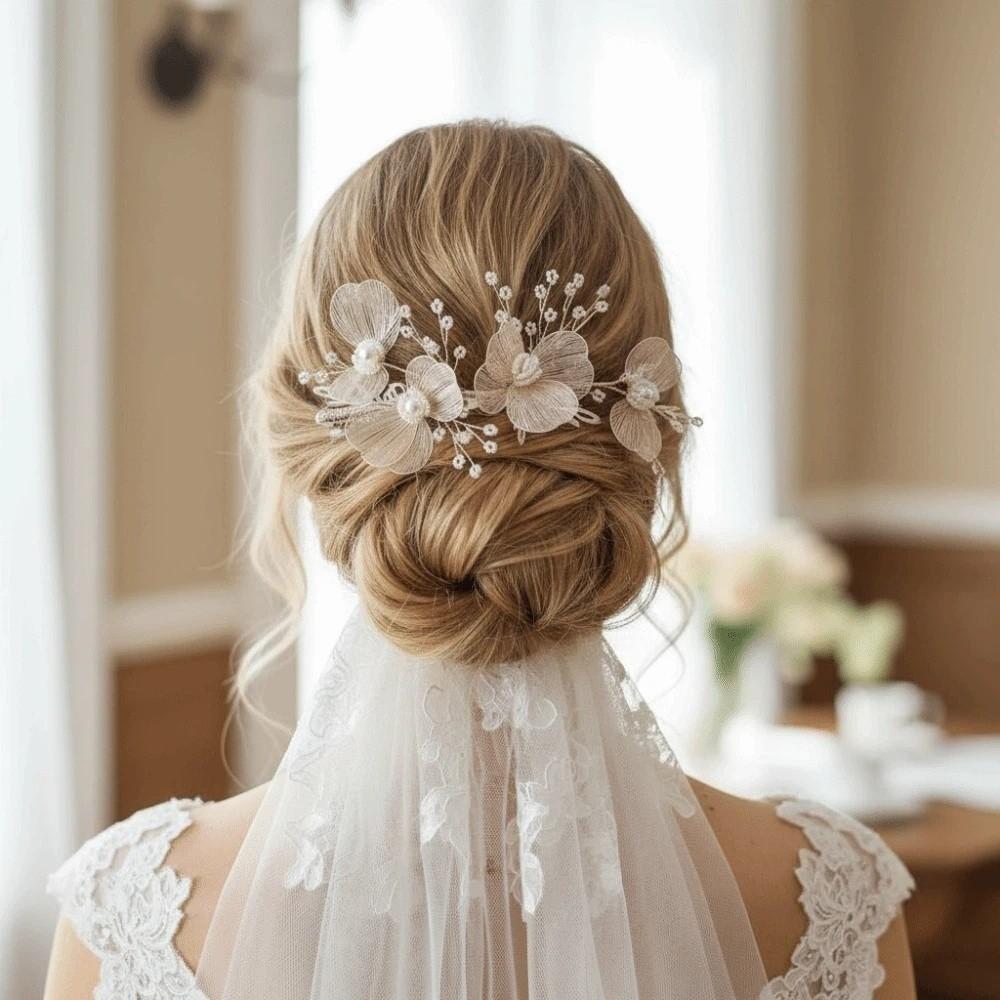 Pearls Wedding Headdress Exquisite Flower Pinch Hair Clip Sweet Bridal Hairpin  Party