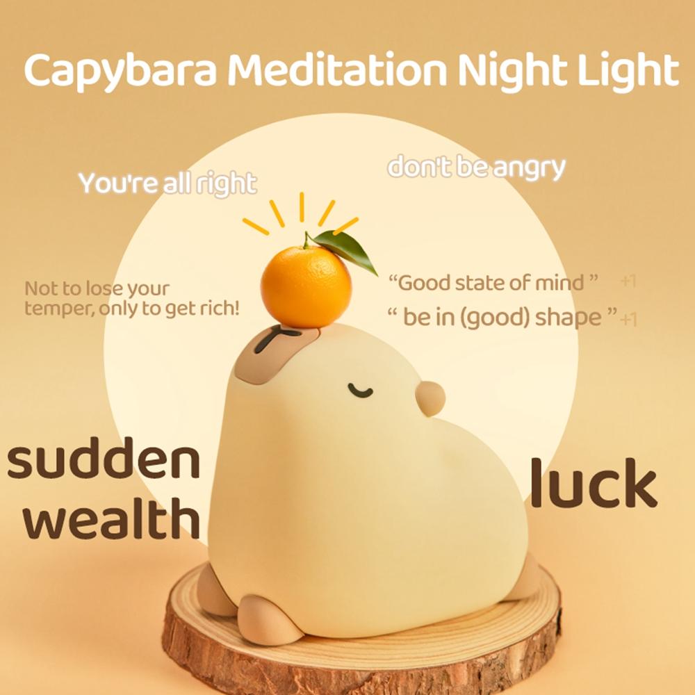 

Capybara Cute Night Light LED Animal Nursery Lamp Silicone Tap Control Stress Relief Bedside Companion Lamp A