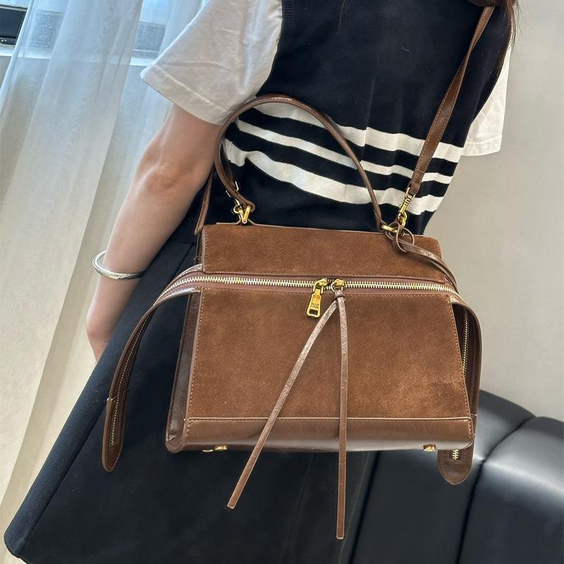 Designer suede bag for women Maillard leather vintage crossbody bag shoulder bags