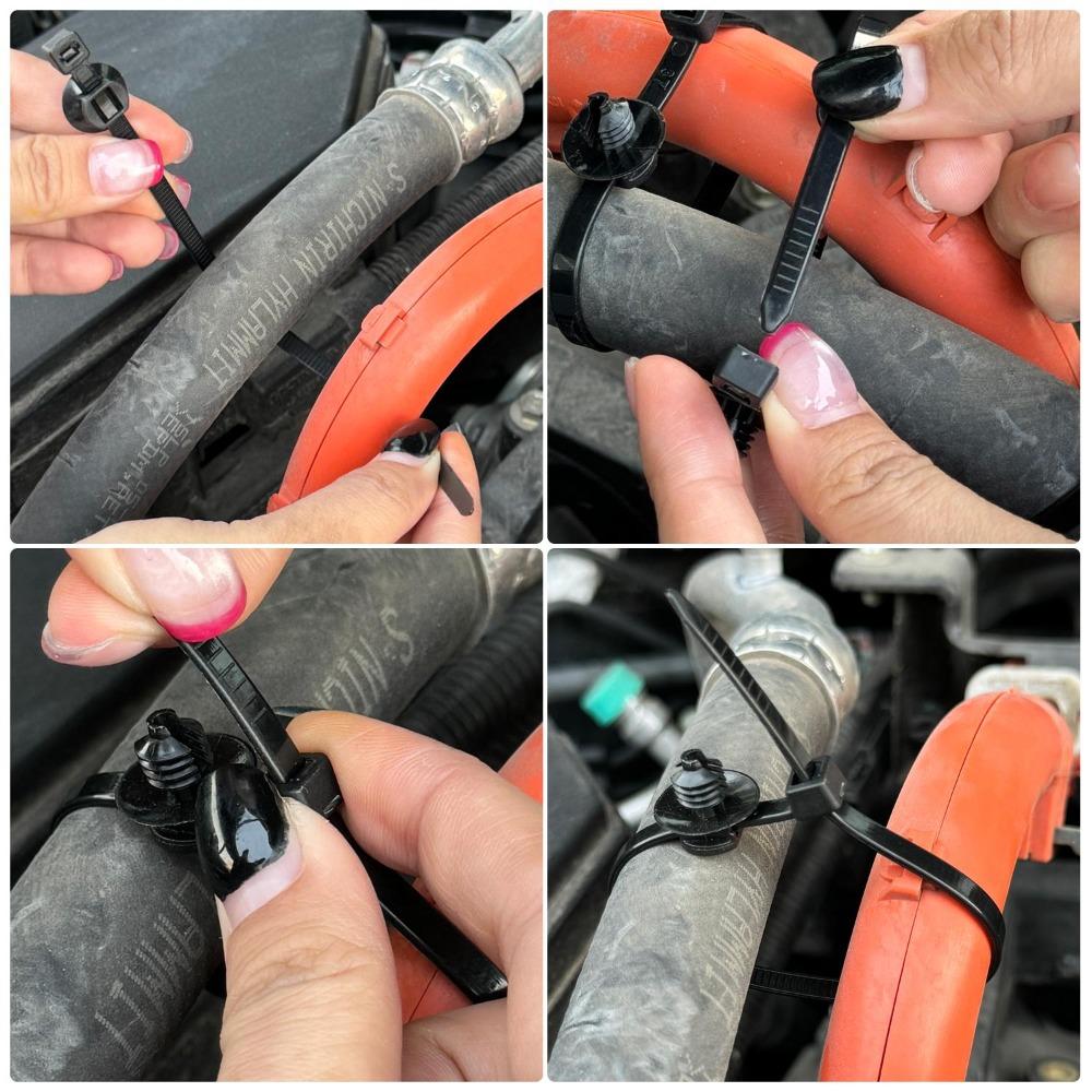 Vehicle Wiring Harness Fixing Cable Tie Push Mount Car Fastener Clip Nylon Zip Tie Wrap Auto Repair Tool Kit Universal 15cm 20cm