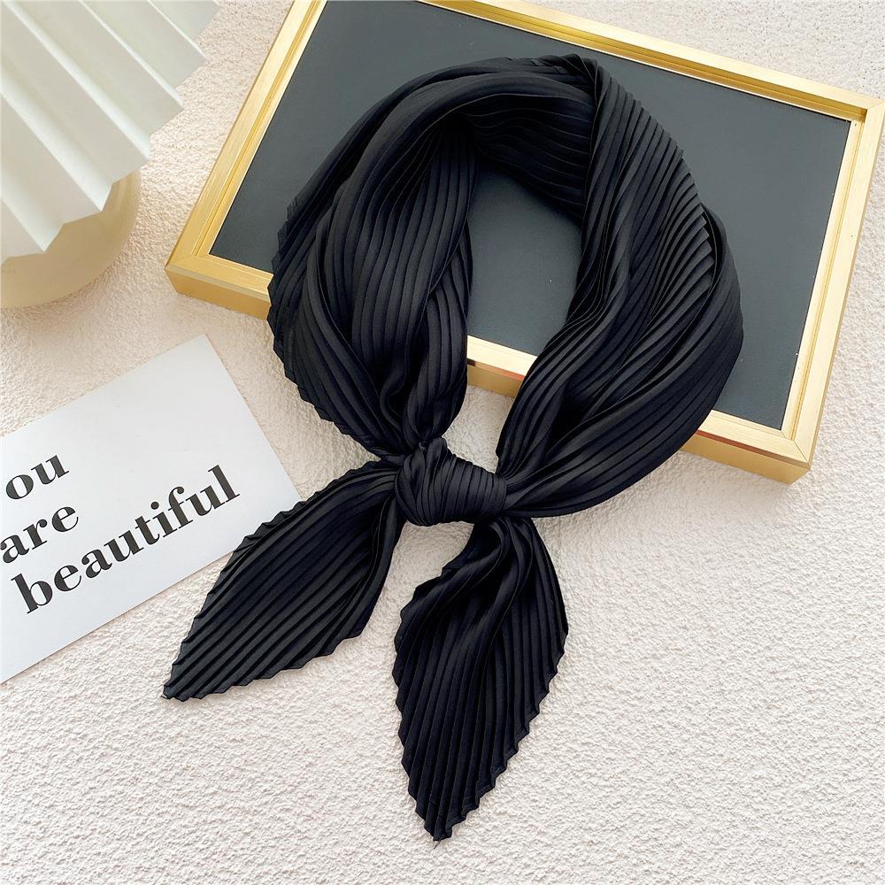 Luxury Silk Shawl Square Scarfs For Women Fashion Pleated Scarf Muslim Hijab Wraps Female Neckerchief Lady Crinkled Hair Scarf