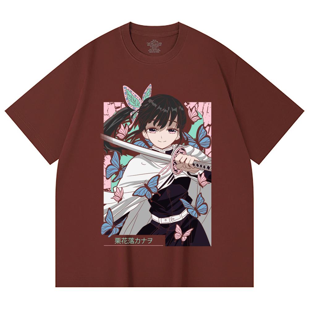 230 Gsm 100% Cotton Demon Slayer V98 Kanao Print Unisex Heavy Cotton T Shirt