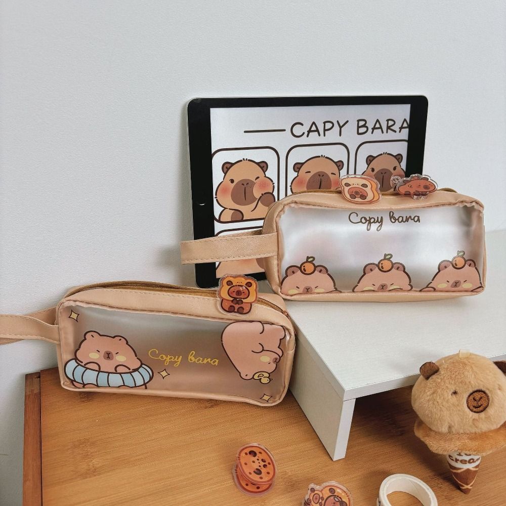 PVC Capybara Pencil Bag Kawaii Stationery Bag Desktop Organizer Cartoon Pen Bag  Gift