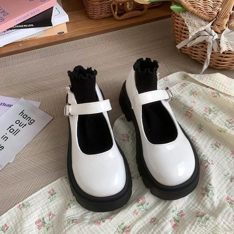 

Французская платформа маленькие кожаные туфли 2025 весна новые повседневные ретро JK форма женская обувь британский стиль пряжка туфли Мэри Джейн 40