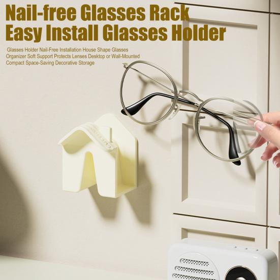 House Shape Glasses Holder Desktop or Wall-Mounted Glasses Stand Decorative Eyeglasses Stand for Bedroom Home Office Desk