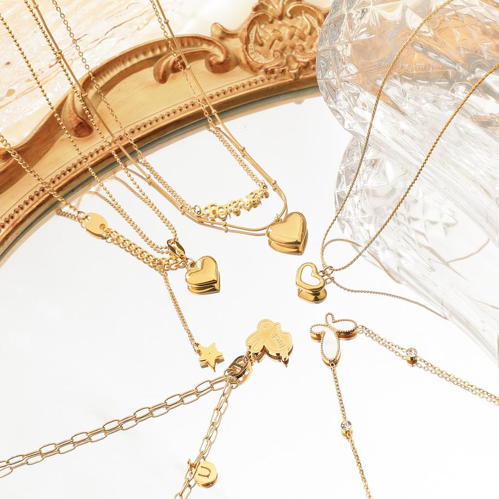 Loftily Style Women'S Necklace Retro Multi-Layer Heart-Shaped Pendant Necklace Decoration Diy Light Luxury Temperament