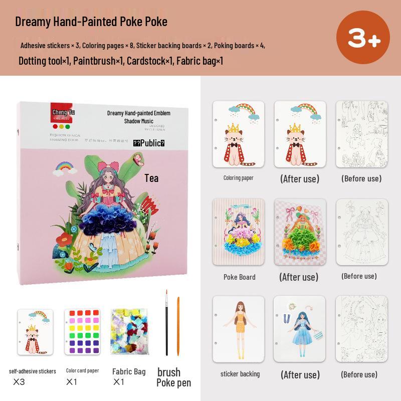 Dreamy Hand-Painted Polka-Dot Princess Dress-Up Sticker Book for Girls - Creative DIY Paste Painting Toy