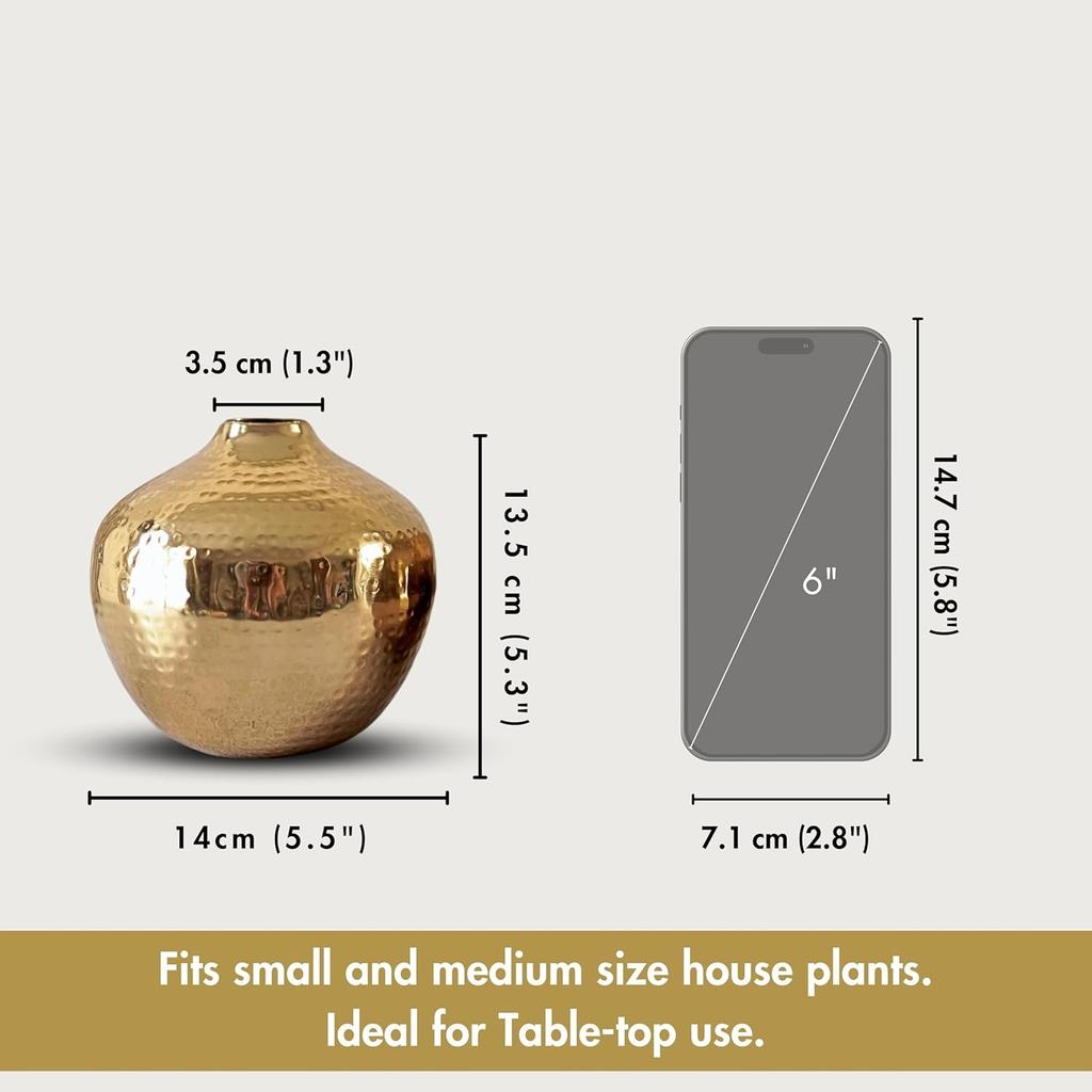 Металлическая ваза для цветов, Metal Flower Vase (Golden, Small),  Behoma