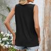 Fashion Round Neck Hollow Pleated Vest Sleeveless T-shirt Top For Women