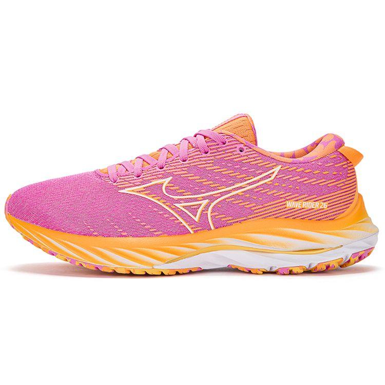 

Roxy X Mizuno Wave Rider 26 Durable Breathable Low-Top Running Shoes Women sneaker Pink White Orange J1GD225871 38.5