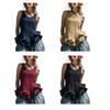 Women Tops Solid Color Loose Fit Breathable Casual Blouse O-Neck Sleeveless Ruffle Splicing Hem Summer Vest Daily Wear