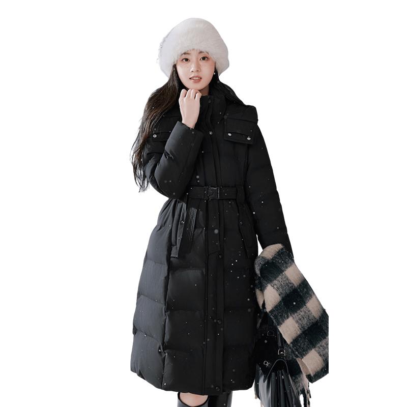 Xiangying 2025 Winter Women s Long Goose Down Hooded Coat S