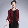 Women's Summer Spring Stretch 3/4 Gathered Sleeve Open Blazer Jacket Cardigan