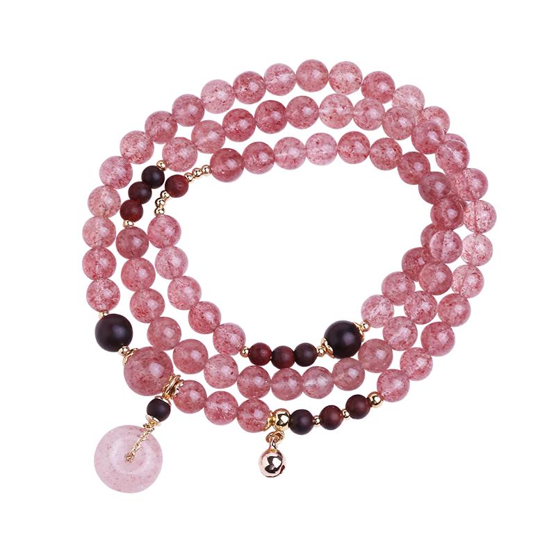 Phoenix Nirvana Pink Strawberry Crystal Multi-wrap Bracelet