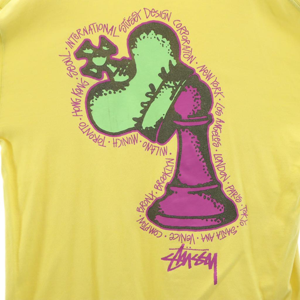 STUSSY Back print Long sleeve T-shirt L yellow Ron T Men's Used