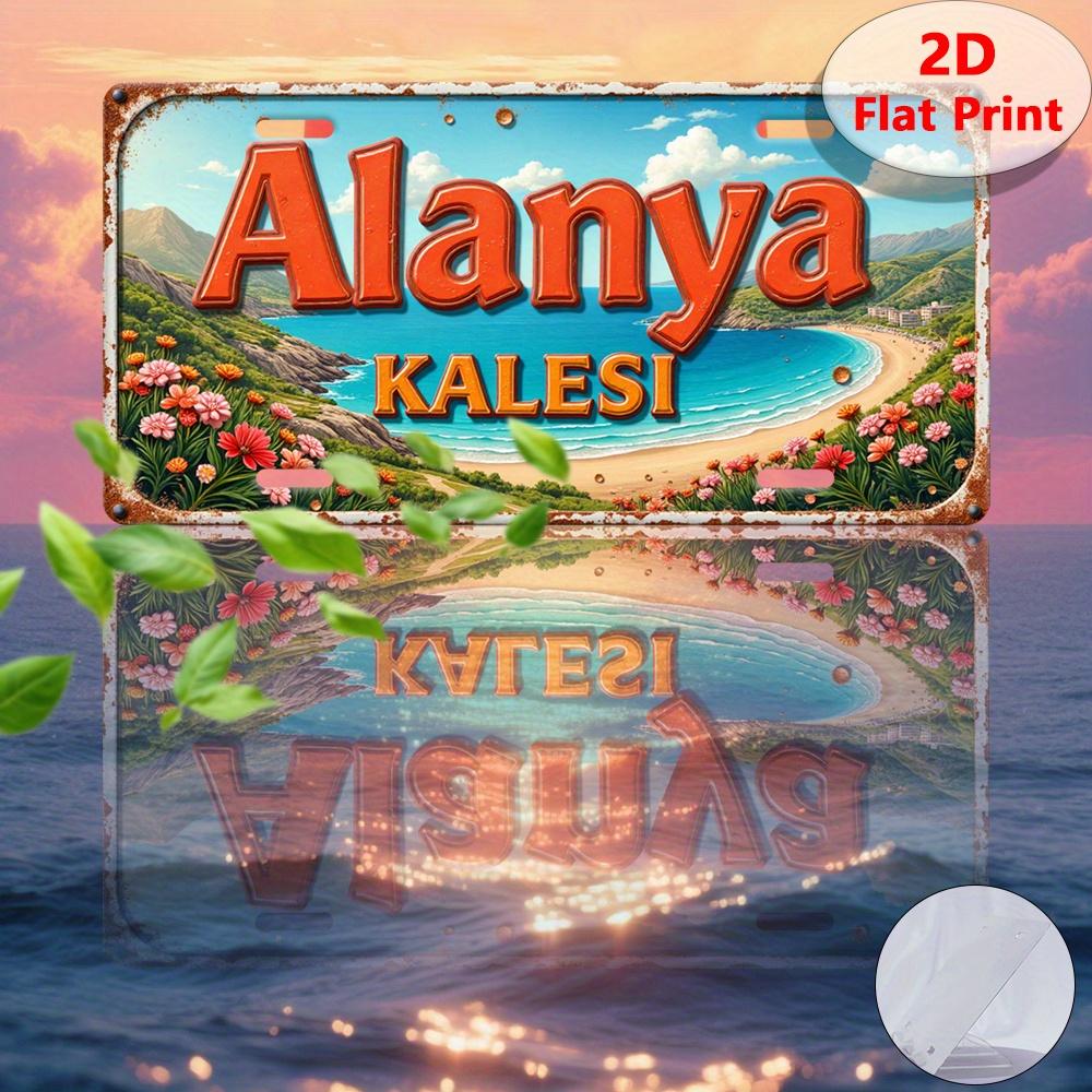 

pc Vintage Sign D Flat Printing Decorative Plaque Statues Alanya Kalesi Beach Turkey Retro Metal Decor Suitable 15x30cm(5.9x7.8inch)
