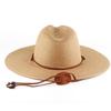 Breathable Paper Straw Panama Hat with Adjustable Chin Strap and Wide Brims Sun Protections for Women Vacation and Trip