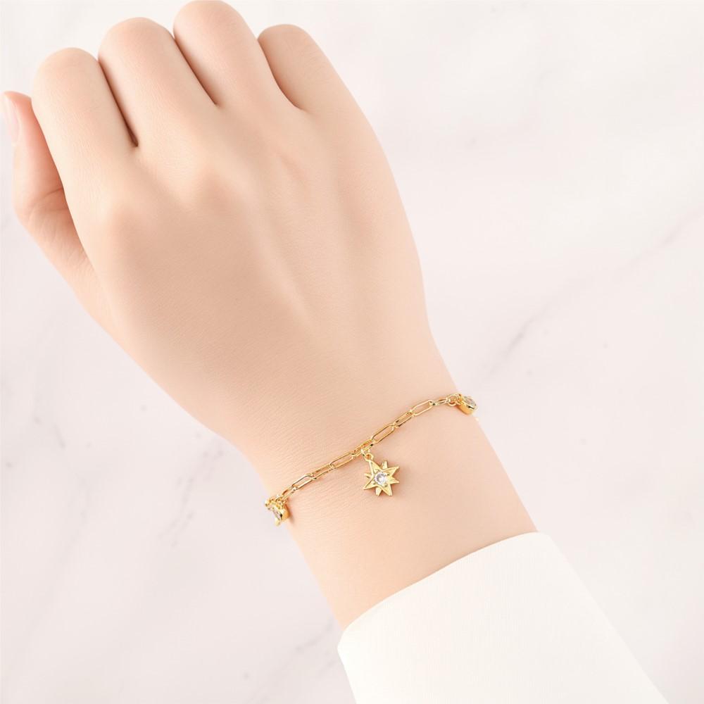 New 925 Silver Exquisite Golden Starry Bracelet Chain Link Women Bracelet Birthday Festival Jewelry Gifts