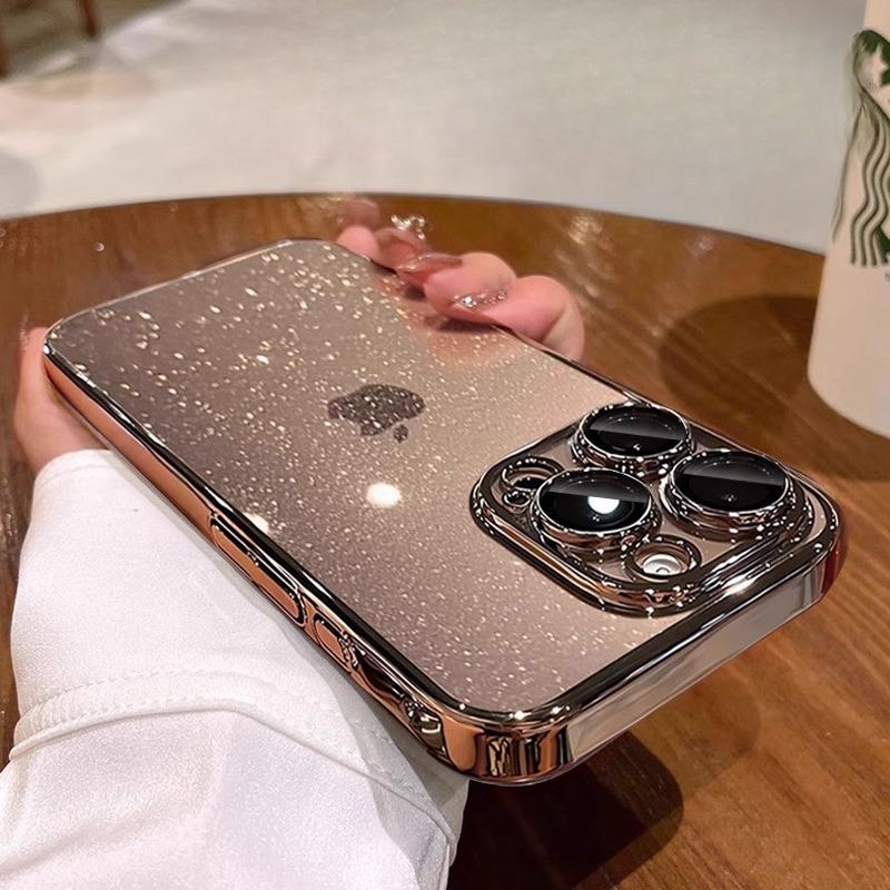 Starry Sky Glitter Applicable To Apple 17 Promax Mobile Case Electroplating IPhone 15 Transparent with Lens Film Protection Case