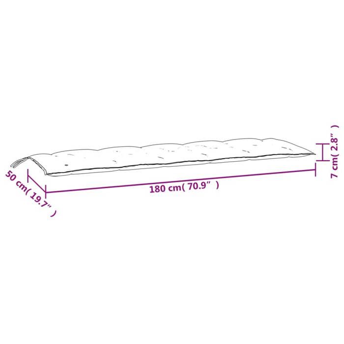 VidaXL Coussin de Banc de Jardin, Revêtement de Banc avec Jeux de Cordes, Coussin d'Extérieur Imperméable, Gris 180x50x7 cm 361622