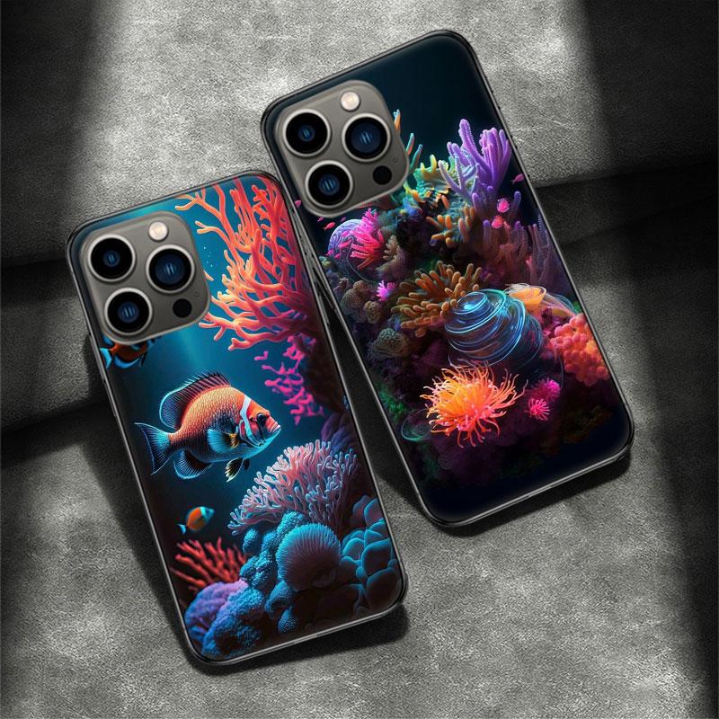 Coral Reefs and Their Small Fish Phone Case For Apple Iphone 16E 16 Pro Max 15 Plus Soft 13 12 Mini Cover 11 14 Pro Max Capa 8 7