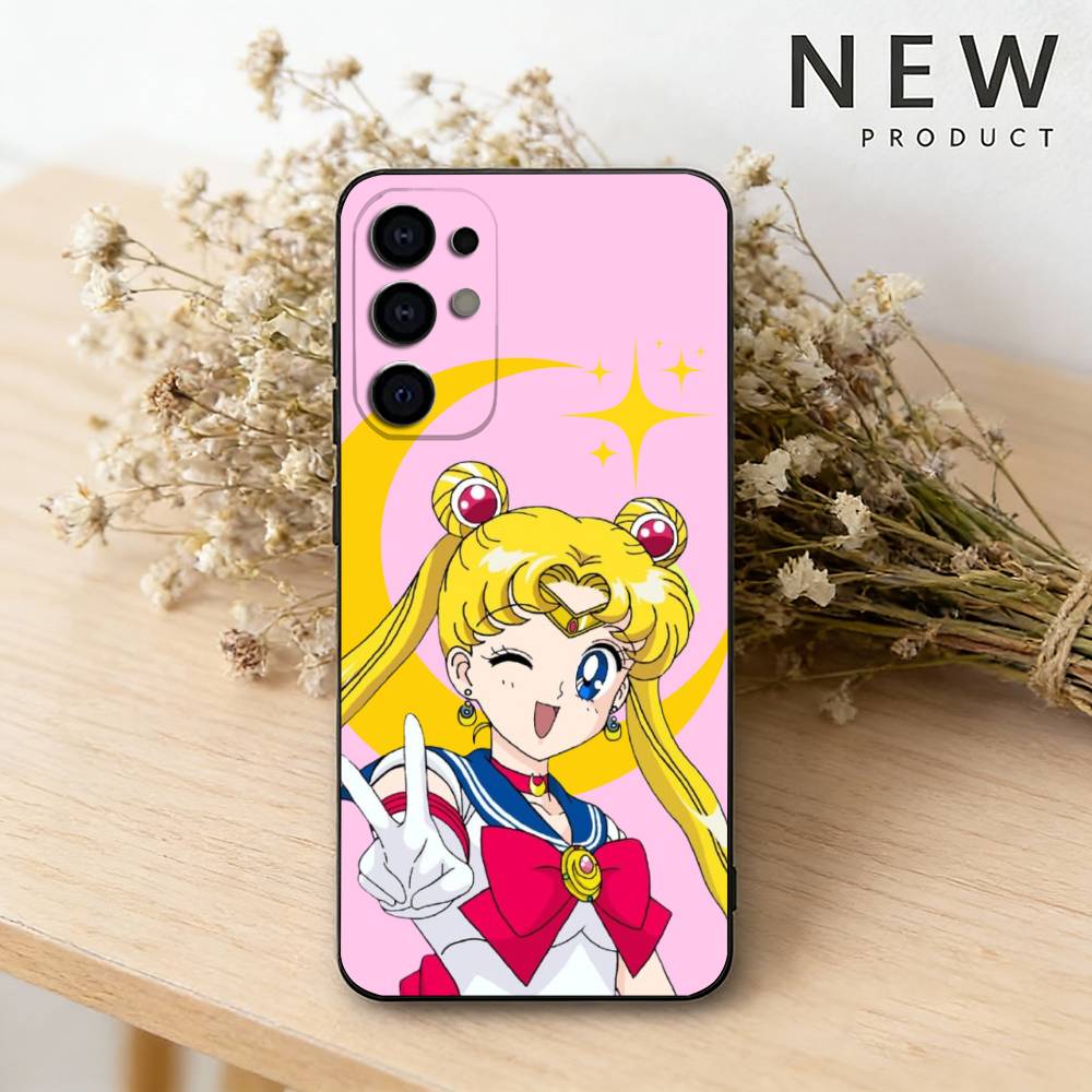 S-Sailor Anime Moon Phone Case For Samsung S26,25,24,23,22,30,21,10,9,Ultra,Plus,Lite Black Soft Case