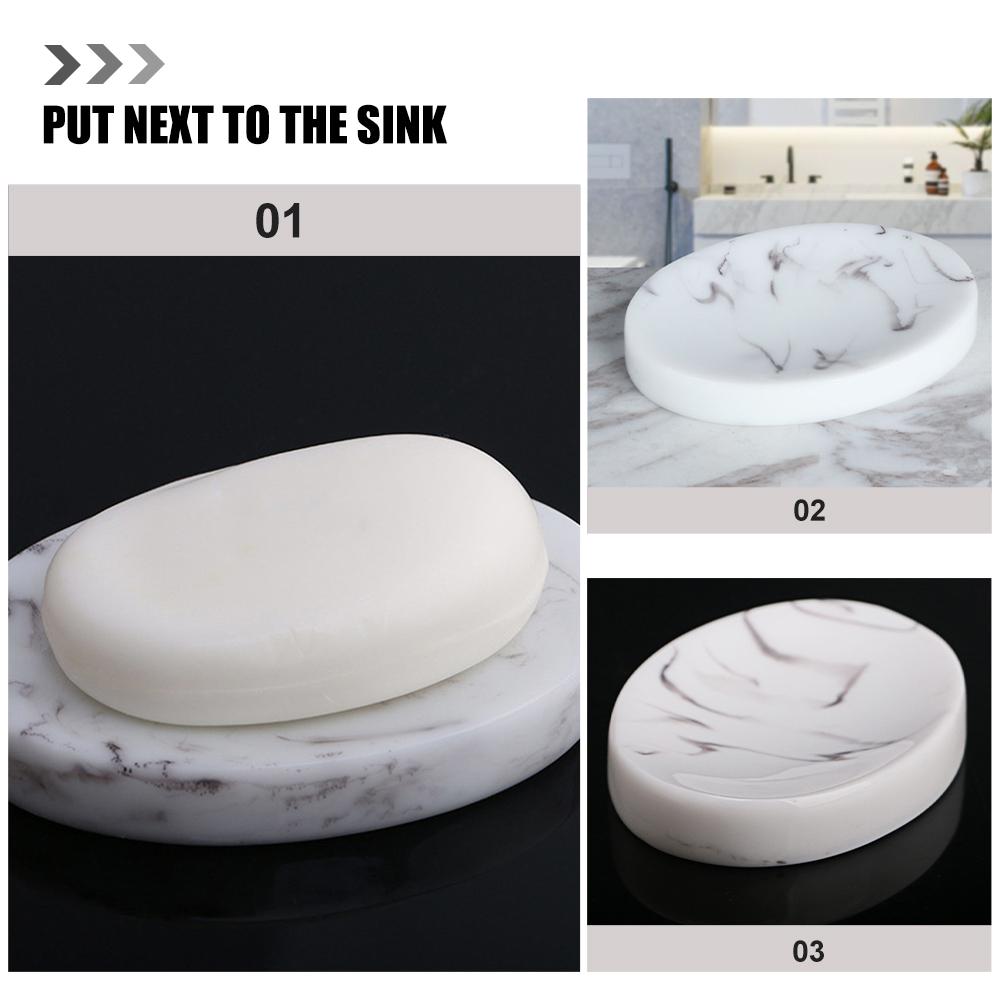 Resin Marble Pattern Soap Dish Soap Tray Bathroom Holder Decorative Bar Container Portable Dishes White Modern