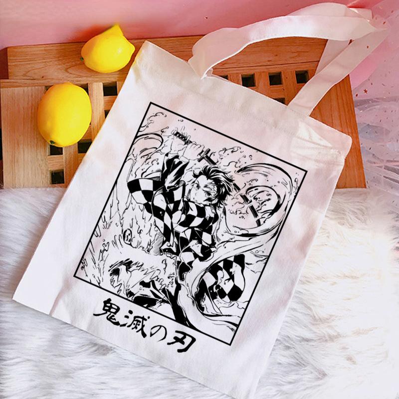 Сумка для покупок Demon Slayer Kimetsu No Yaiba Nezuko, сумка для покупок, хлопковая сумка, экосумка, сумка для покупок, сумка для покупок, сумка для покупок 24*26cm